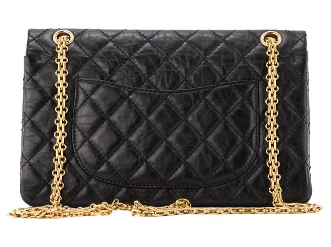 CHANEL - Borsa a tracolla 2.55 Chanel in pelle stropicciata nera Nero - vista 3