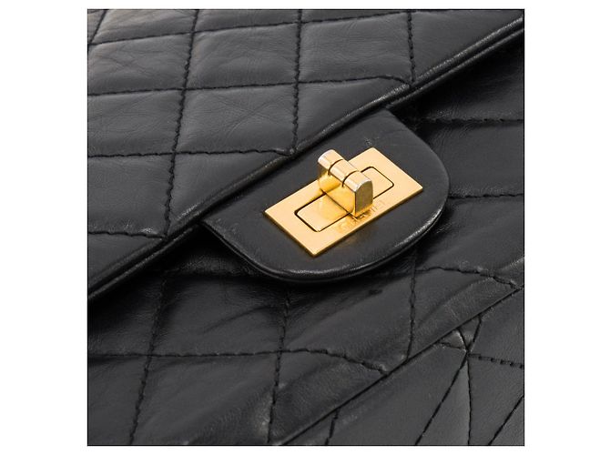 CHANEL - Borsa a tracolla 2.55 Chanel in pelle stropicciata nera Nero - vista 5