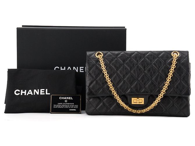 CHANEL - Borsa a tracolla 2.55 Chanel in pelle stropicciata nera Nero - vista 9