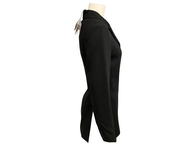 Giacca blazer Loewe sartoriale in viscosa elasticizzata nera con singolo bottone e taglio asimmetrico Nero - vista 2