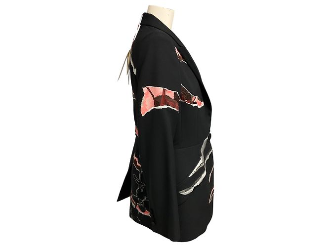 Blazer Alexander McQueen ricamato con rose multicolore nero / rosa / rosso - vista 2