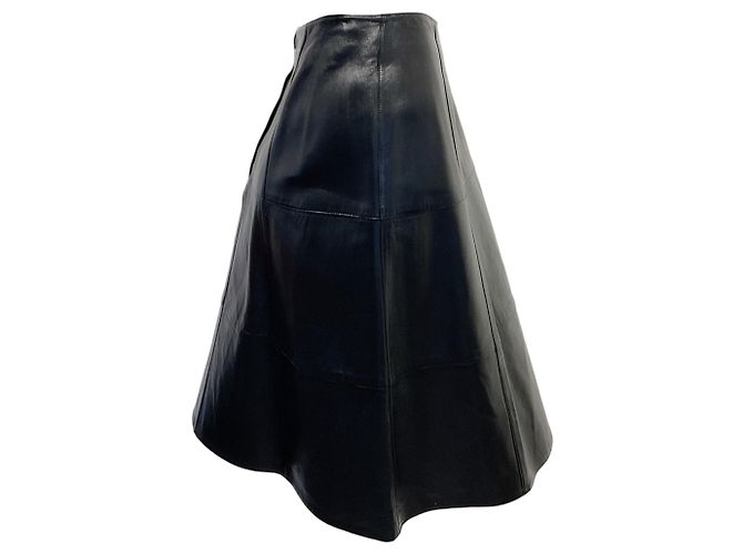 Falda línea A de cuero negro Chanel - vista 2