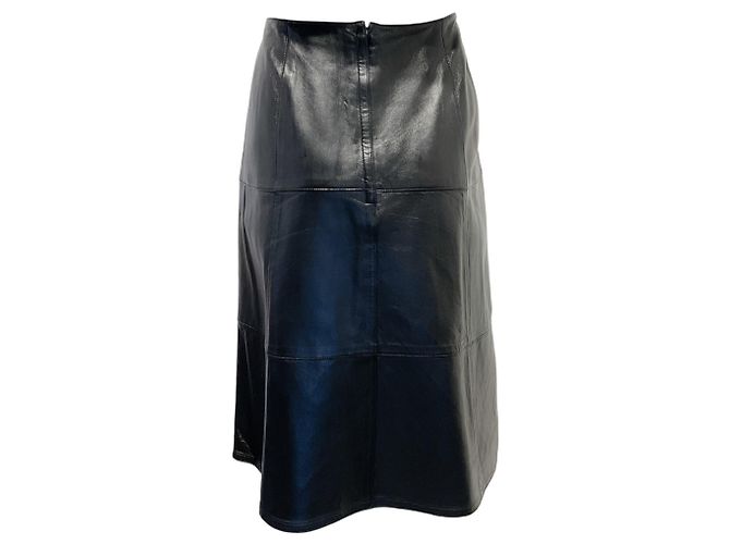 Falda línea A de cuero negro Chanel - vista 3