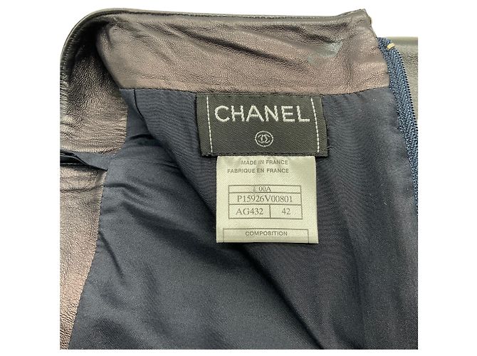 Falda línea A de cuero negro Chanel - vista 5