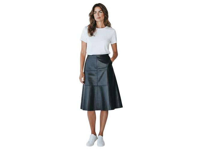 Falda línea A de cuero negro Chanel - vista 9