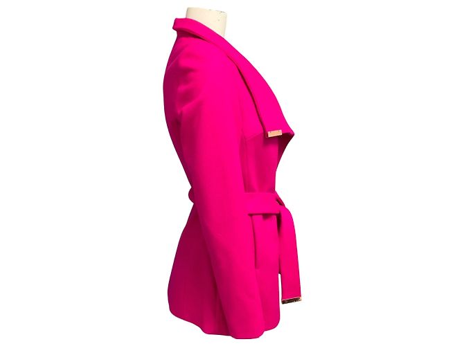 Ted Baker Abrigo corto cruzado Keyla rosa fucsia con cinturón - vista 2