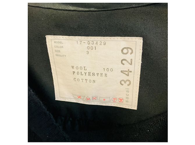 Sacai schwarzer Strickpullover aus Wolle mit plissiertem, transparentem Rücken - Ansicht 4