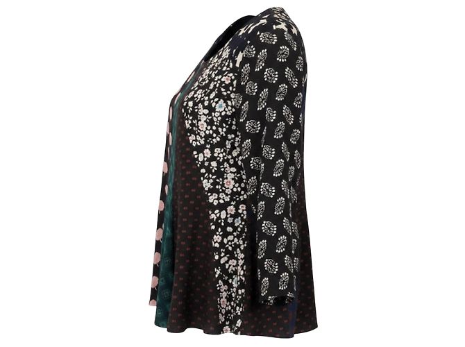 Lanvin Black Multi Patchwork Silk Blouse Multiple colors - view 2