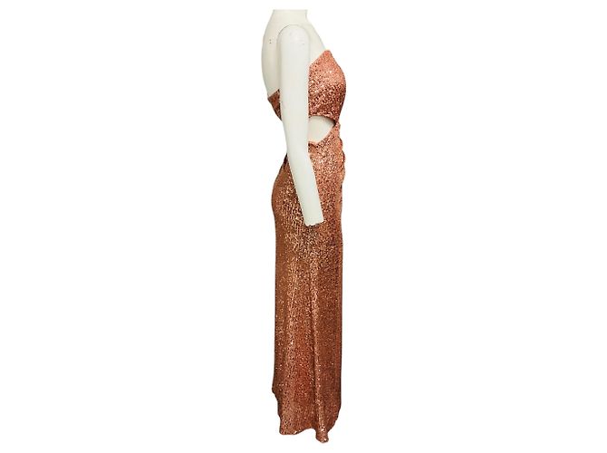 Autre Marque Ramy Brook Robe de soirée midi bustier à sequins Grace Rose Gold Métallisé - vue 2