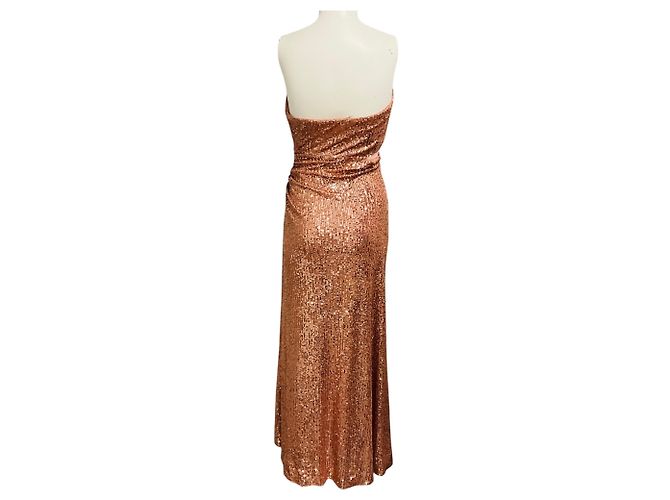 Autre Marque Ramy Brook Robe de soirée midi bustier à sequins Grace Rose Gold Métallisé - vue 3