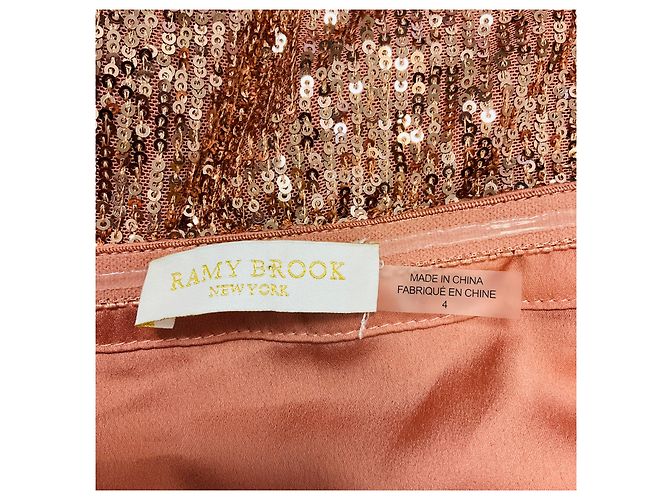 Autre Marque Ramy Brook Robe de soirée midi bustier à sequins Grace Rose Gold Métallisé - vue 4