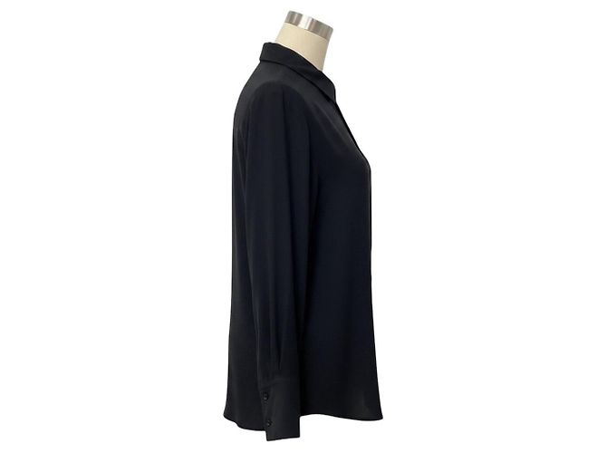 Blusa de seda de manga larga con botones frontales Joseph Black Negro - vista 2