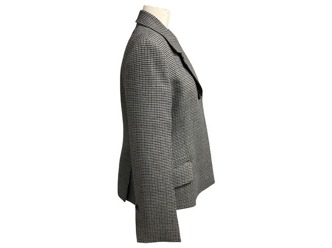 Salvatore Ferragamo Ferragamo Grey Multi Houndstooth Wool Blazer Jacket - view 2