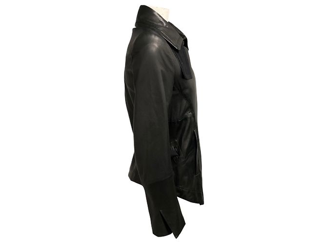 Giacca Luvas in pelle nera Ann Demeulemeester Nero - vista 2