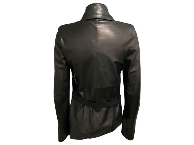 Giacca Luvas in pelle nera Ann Demeulemeester Nero - vista 3