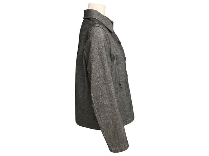 Giacca in twill di cotone ricamata con api Grey / Black Christian Dior Grigio - vista 2