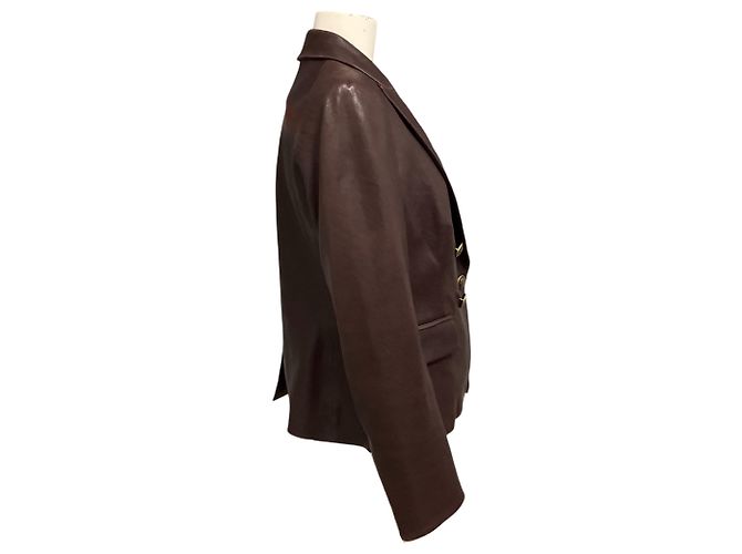 Veronica Beard Gail Lammleder Dickey Jacke Burgundy Oxblood Bordeaux - Ansicht 2
