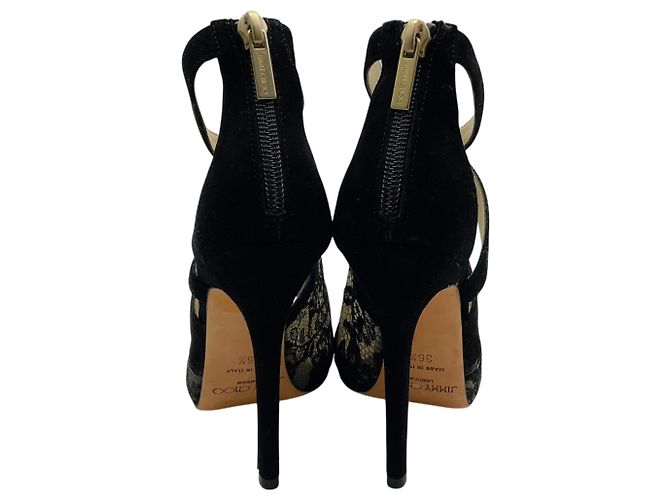 Sandalias Vantage de ante negro con inserciones de encaje Jimmy Choo - vista 5