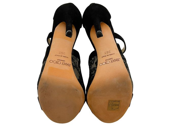 Sandalias Vantage de ante negro con inserciones de encaje Jimmy Choo - vista 6