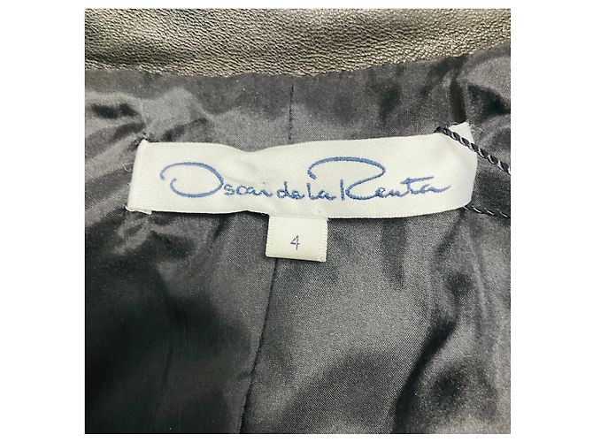 Oscar de la Renta gesteppte Lederjacke in Schwarz mit Reißverschluss - Ansicht 4