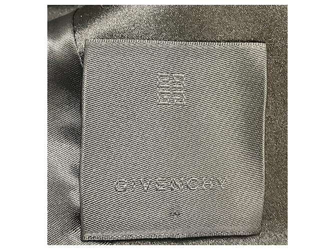 Givenchy Black Draped Back Long Wool Blazer with 4G Pattern Lining - view 4