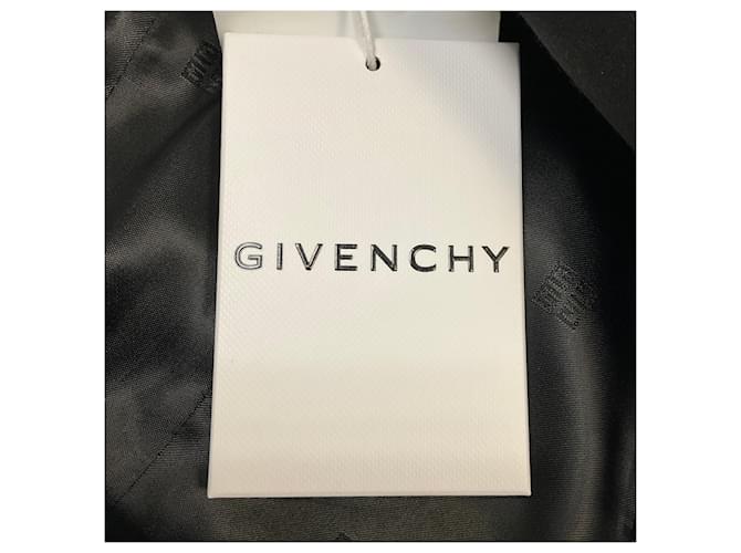 Givenchy Black Draped Back Long Wool Blazer with 4G Pattern Lining - view 6