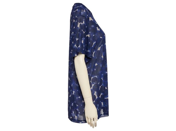 Top de tul mesh transparente de manga corta con estampado de círculos azules Dries Van Noten - vista 2