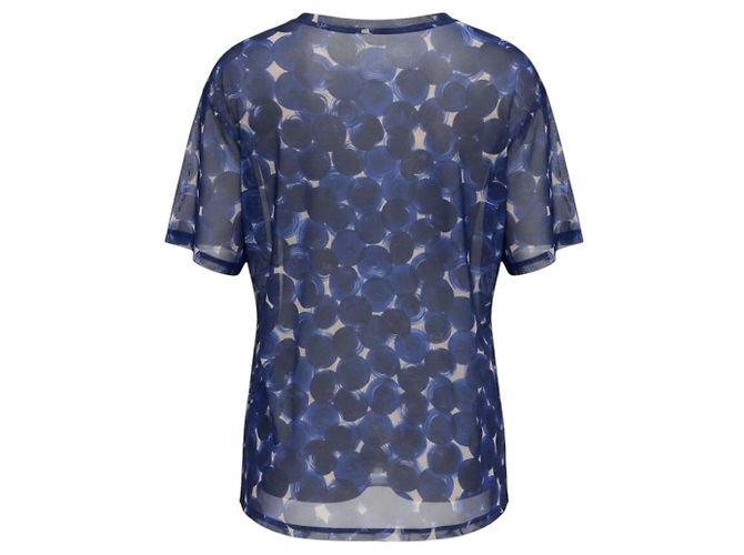Top de tul mesh transparente de manga corta con estampado de círculos azules Dries Van Noten - vista 3