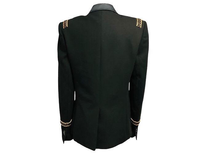 Chaqueta blazer estilo tuxedo de algodón Balmain negra con cadena dorada Negro - vista 3