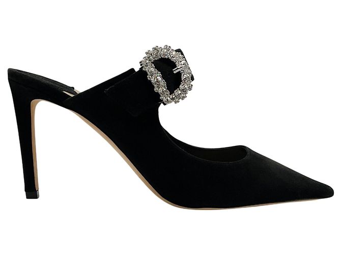 Jimmy Choo Mules aus schwarzem Wildleder mit Schmuckschließe - Ansicht 2