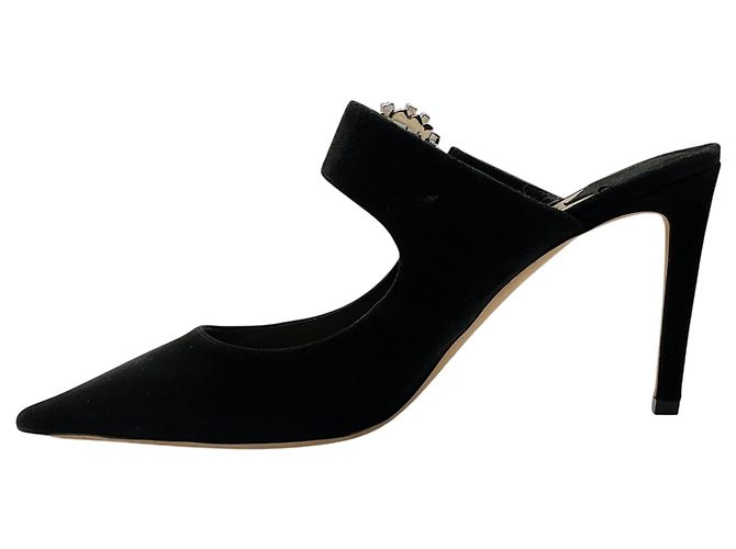 Jimmy Choo Mules aus schwarzem Wildleder mit Schmuckschließe - Ansicht 3