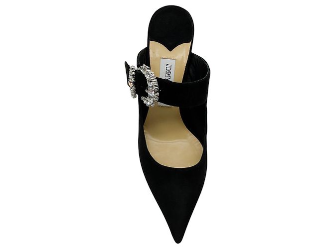 Jimmy Choo Mules aus schwarzem Wildleder mit Schmuckschließe - Ansicht 5