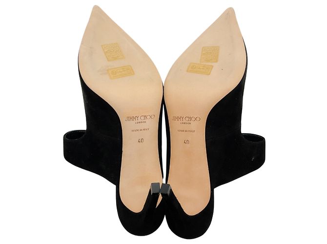 Jimmy Choo Mules aus schwarzem Wildleder mit Schmuckschließe - Ansicht 7