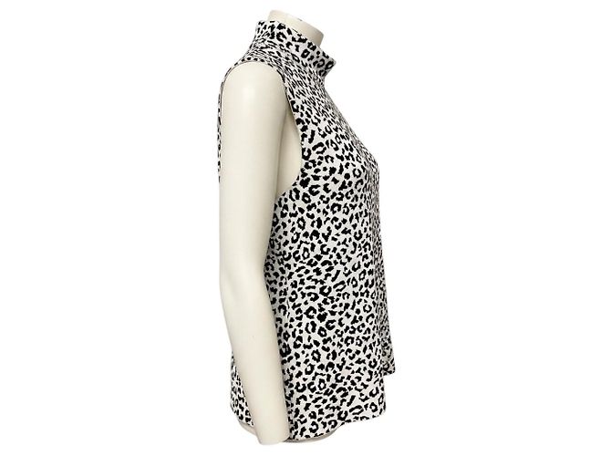 Ärmelloses Rollkragen-Top aus Strick-Jacquard in White / Black von Adam Lippes Schwarz - Ansicht 2