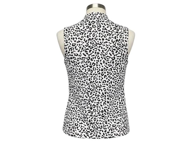 Ärmelloses Rollkragen-Top aus Strick-Jacquard in White / Black von Adam Lippes Schwarz - Ansicht 3