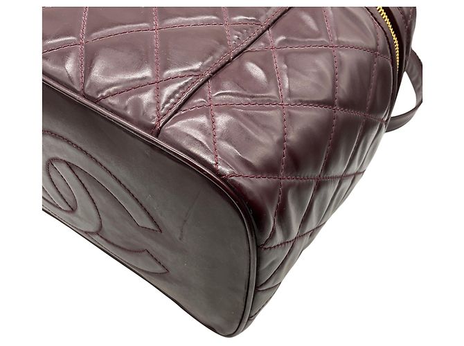 Chanel Burgundy Quilted Leather Vanity Case Red - view 7