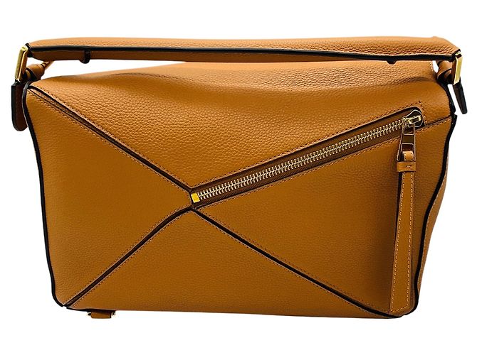 Borsa a spalla Puzzle Loewe in pelle di vitello grana Tan Cammello - vista 3