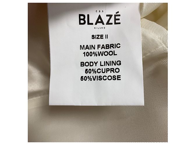 Autre Marque Blaze Milano Ivory One Button Wool Blazer Beige - view 5