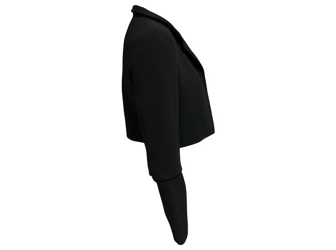 Akris Black Textured Wool Stretch Crop Octopus Jacket - view 2