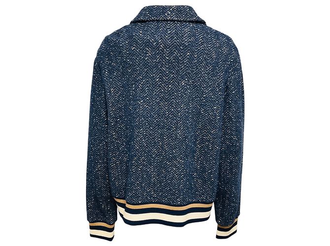 Autre Marque St. John Blue Tweed Bomberjacke mit Goldknöpfen Blau - Ansicht 3