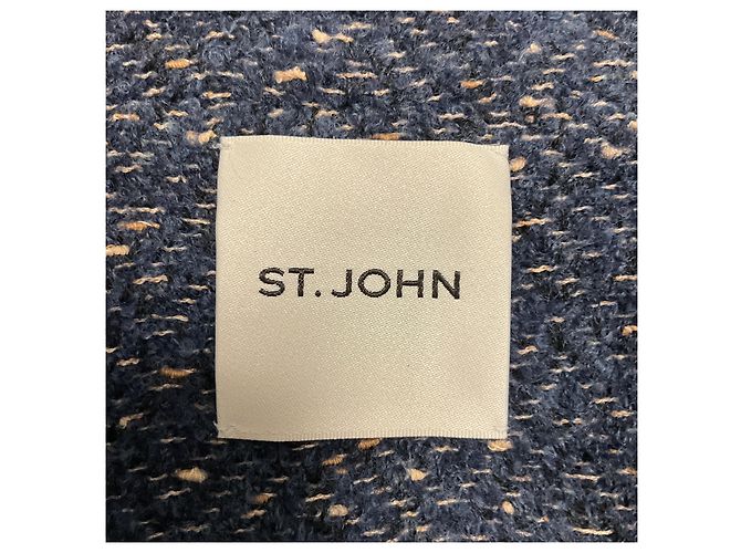 Autre Marque St. John Blue Tweed Bomberjacke mit Goldknöpfen Blau - Ansicht 4