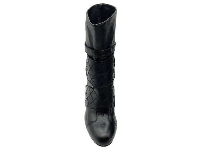 Botines Chanel de piel acolchada negra Negro - vista 4