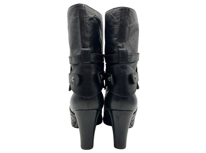 Botines Chanel de piel acolchada negra Negro - vista 5