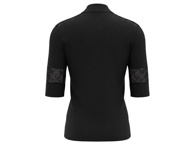 Emilio Pucci plissierter Strickpullover in Schwarz mit Dreiviertelärmeln und Mesh-Details an den Ärmeln - Ansicht 3