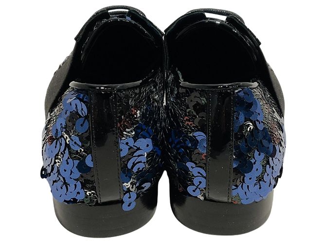 Chanel schwarze elastische Spitzen-Schnürschuhe mit Pailletten - Ansicht 4