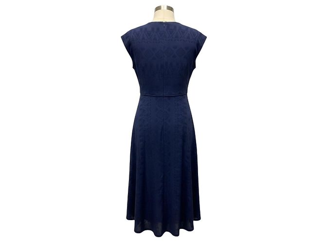 Vestido midi asimétrico de jacquard Inaia azul Ba&sh con detalle keyhole - vista 3