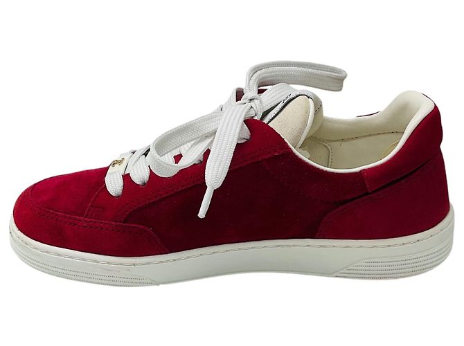 Sneakers basse Chanel in camoscio rosso - vista 2