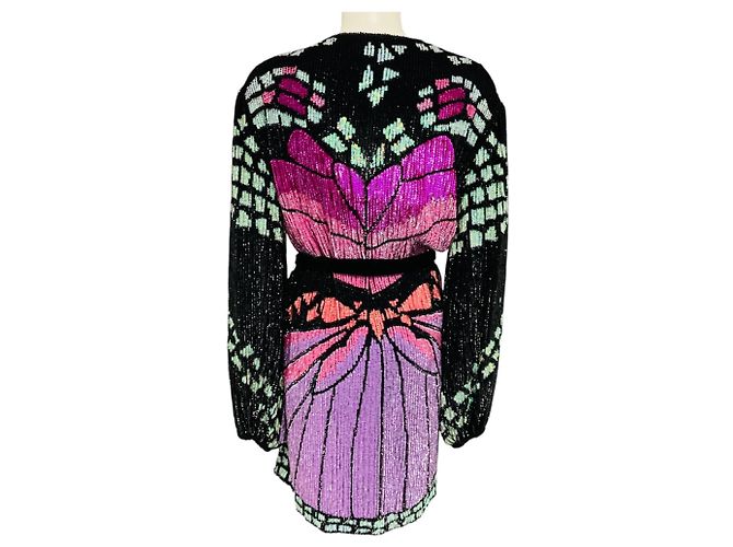 Retrofête Retrofete Pink / Black Multi Sequined Jacket with Belt Multiple colors - view 3