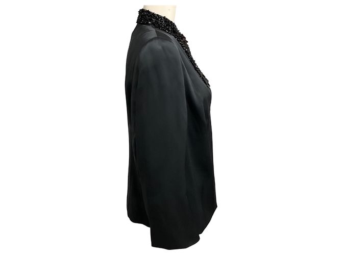 Akris Abendjacke aus Seide mit schwarzen Steinbesatz - Ansicht 2