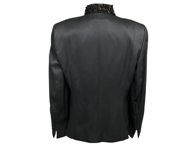 Akris Abendjacke aus Seide mit schwarzen Steinbesatz - Ansicht 3